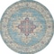 Homeroots 4 ft. Round Light Blue Distressed Medallion Area Rug 385333 - alternate 6